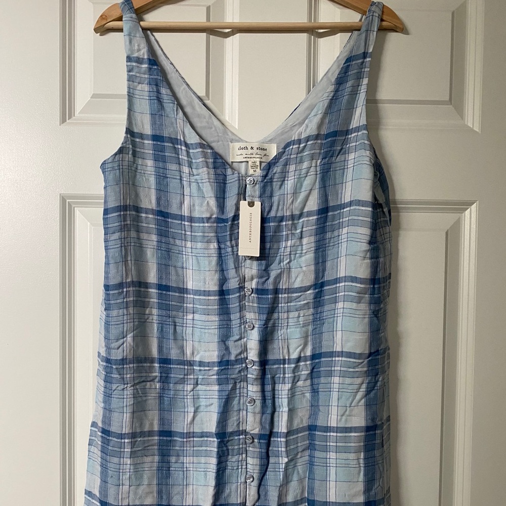 NWT Anthropologie Baby Blue Plaid Dress